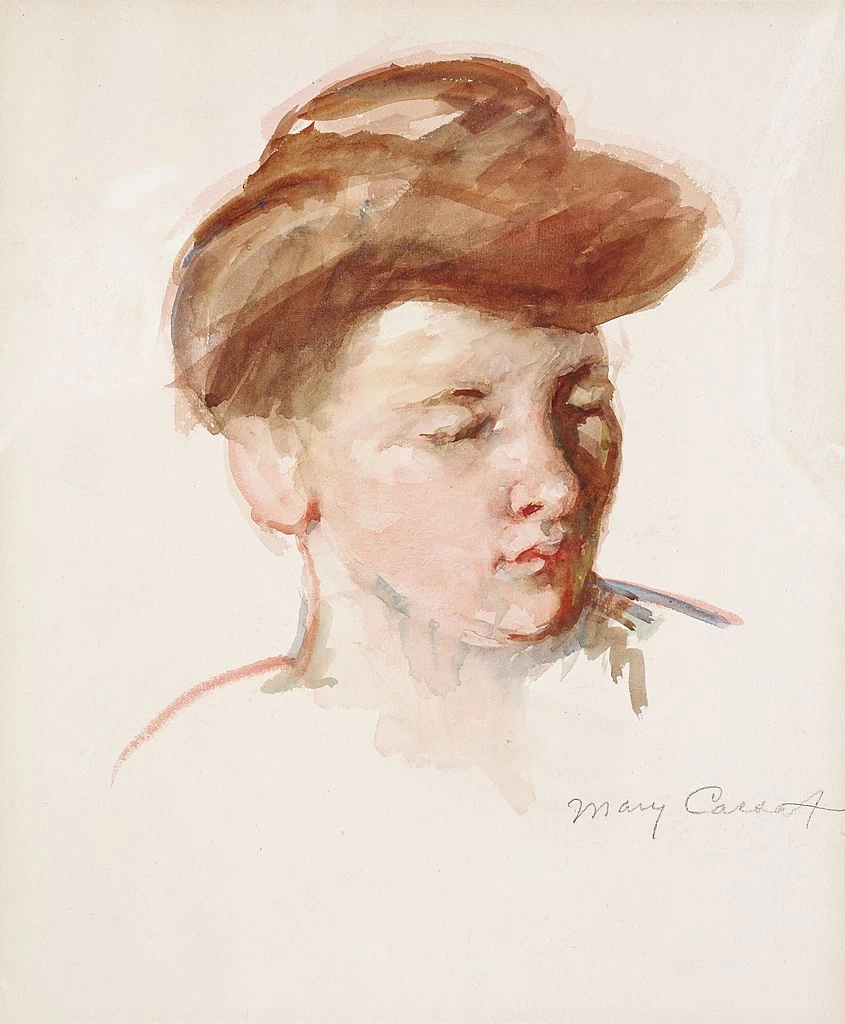 Mary Cassatt - 209, Schizzo della testa di Madre Jeanne che guarda in basso